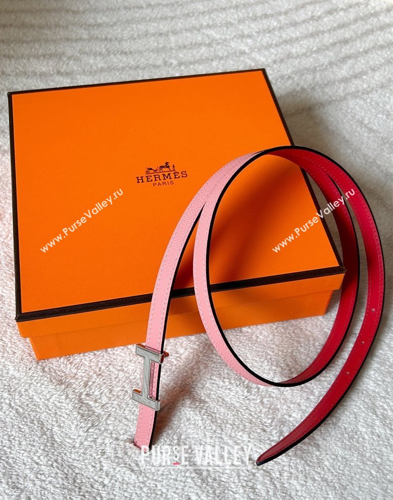 Hermes Focus belt buckle Reversible leather strap 1.3cm Red/Light Pink 2025 0314 (99-250314112)