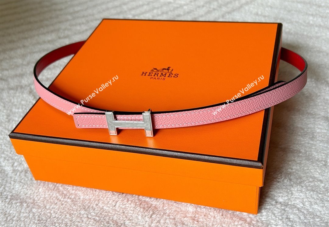 Hermes Focus belt buckle Reversible leather strap 1.3cm Red/Light Pink 2025 0314 (99-250314112)