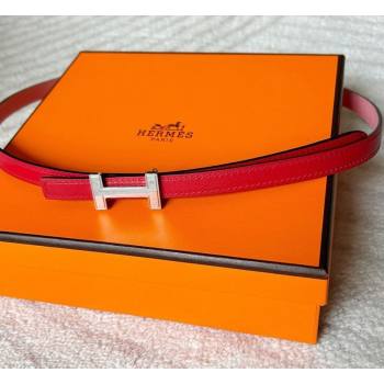 Hermes Focus belt buckle Reversible leather strap 1.3cm Red/Light Pink 2025 0314 (99-250314112)