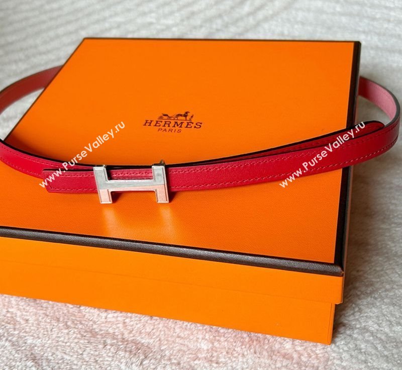 Hermes Focus belt buckle Reversible leather strap 1.3cm Red/Light Pink 2025 0314 (99-250314112)