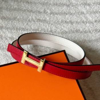 Hermes Focus belt buckle Reversible leather strap 1.3cm Red/White 2025 0314 (99-250314113)
