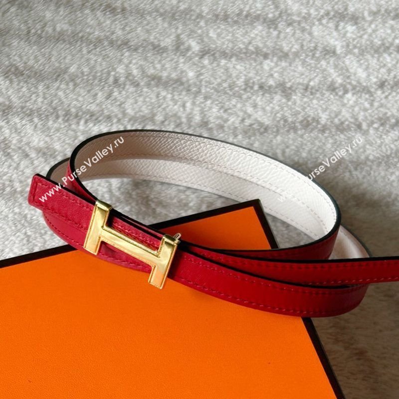 Hermes Focus belt buckle Reversible leather strap 1.3cm Red/White 2025 0314 (99-250314113)