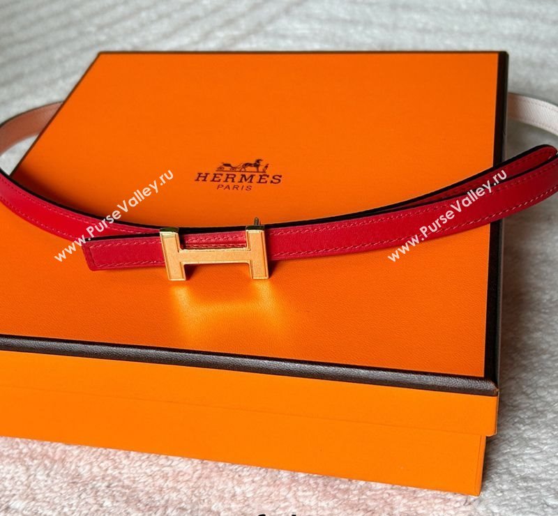 Hermes Focus belt buckle Reversible leather strap 1.3cm Red/White 2025 0314 (99-250314113)