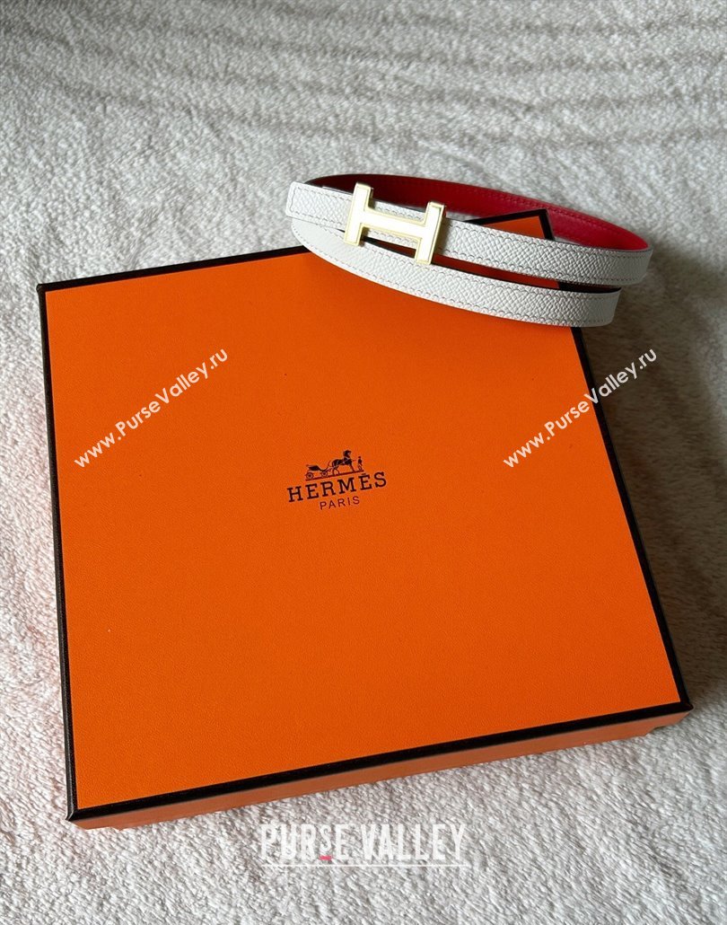 Hermes Focus belt buckle Reversible leather strap 1.3cm Red/White 2025 0314 (99-250314113)