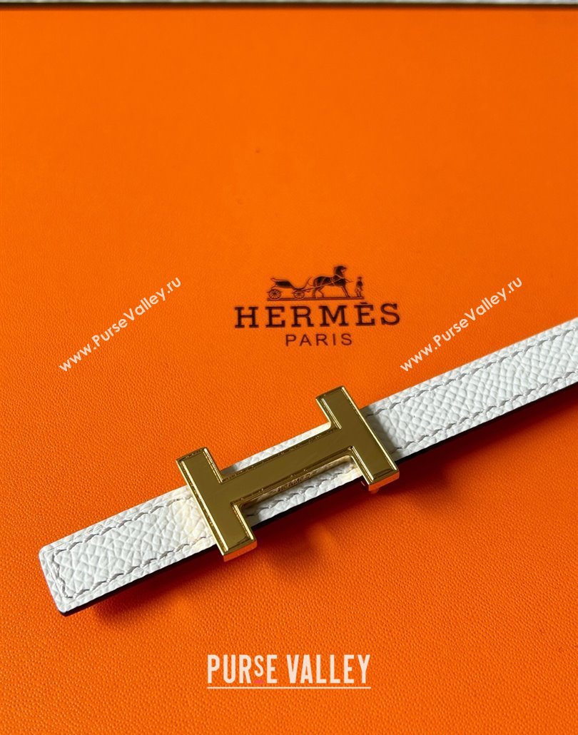 Hermes Focus belt buckle Reversible leather strap 1.3cm Red/White 2025 0314 (99-250314113)