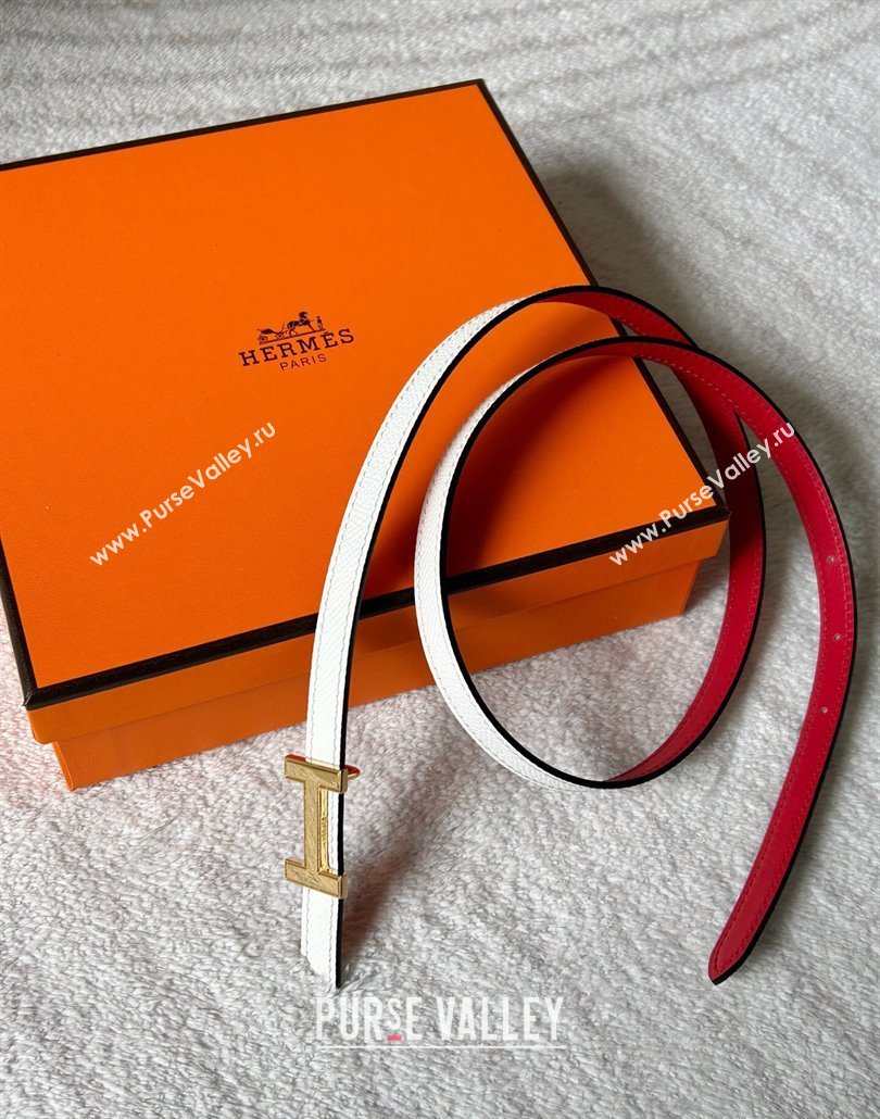 Hermes Focus belt buckle Reversible leather strap 1.3cm Red/White 2025 0314 (99-250314113)