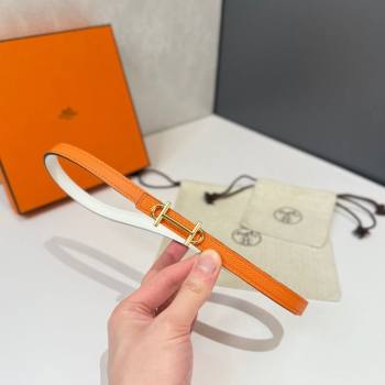 Hermes Gamma Belt Buckle Reversible Leather Strap 1.3cm Orange/White 2025 0314 (99-250314116)