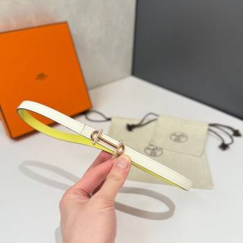 Hermes Gamma Belt Buckle Reversible Leather Strap 1.3cm Yellow/White 2025 0314 (99-250314117)