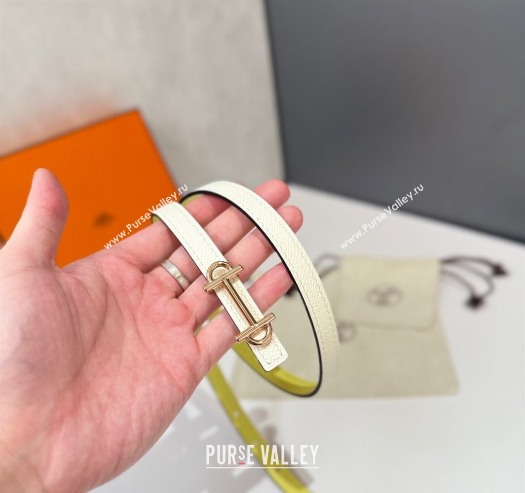 Hermes Gamma Belt Buckle Reversible Leather Strap 1.3cm Yellow/White 2025 0314 (99-250314117)