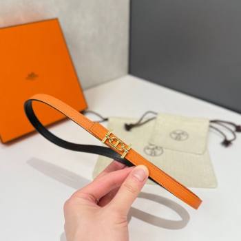 Hermes Ancre Belt Buckle Reversible Leather Strap 1.3cm Orange/Black 2025 0314 (99-250314119)