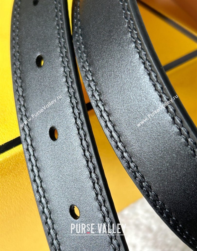 Fendi Womens Calfskin Belt 2.5cm with FF Buckle Black 2025 0315 (99-250315004)