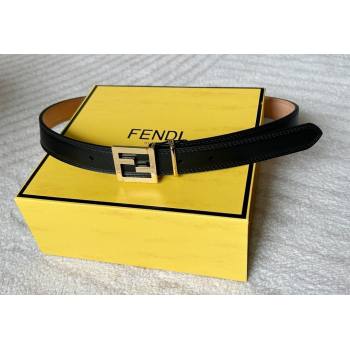 Fendi Womens Calfskin Belt 2.5cm with FF Buckle Black 2025 0315 (99-250315004)
