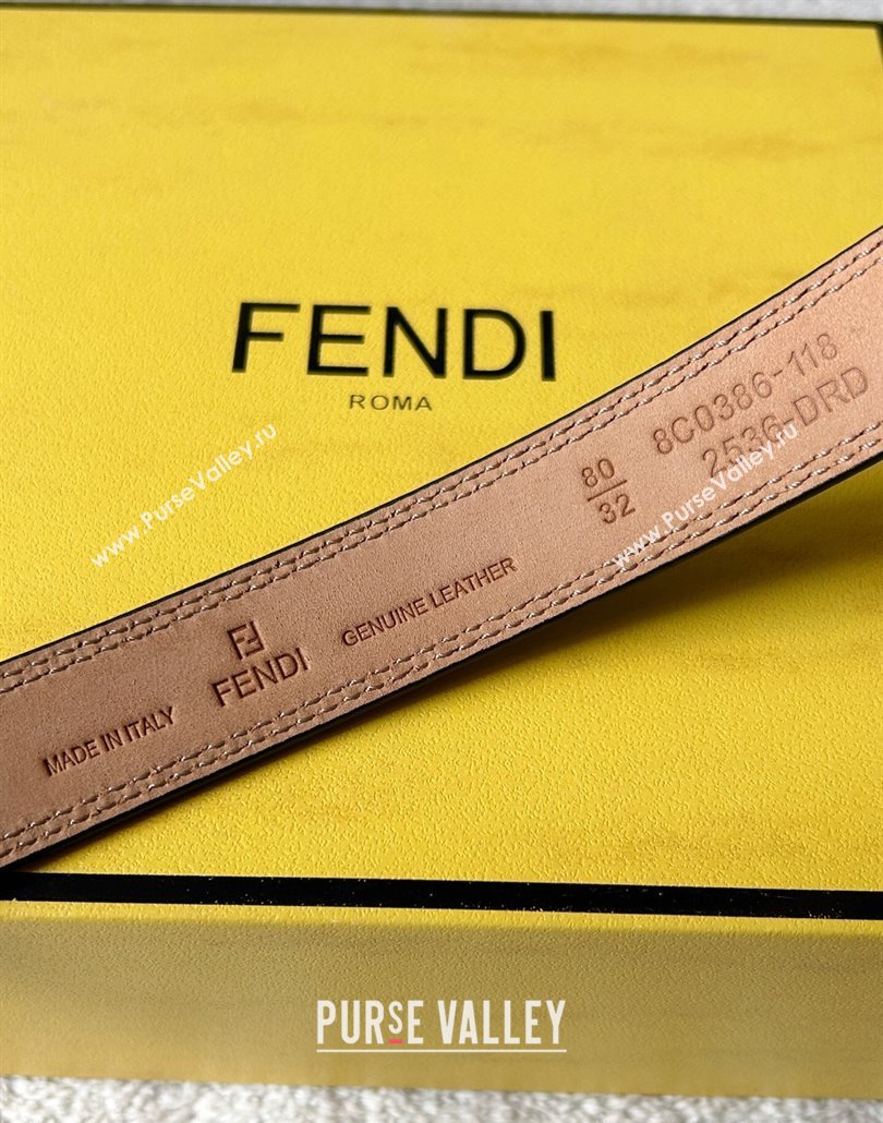 Fendi Womens Calfskin Belt 2.5cm with FF Buckle Black 2025 0315 (99-250315004)