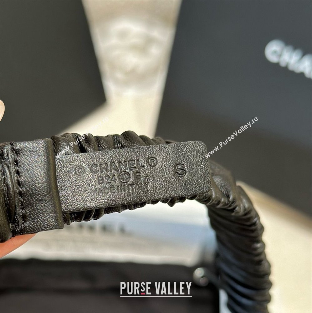 Chanel Stretch Lambskin Belt 2cm with Strass Square Buckle Black 2025 0315 (YANG-250315028)