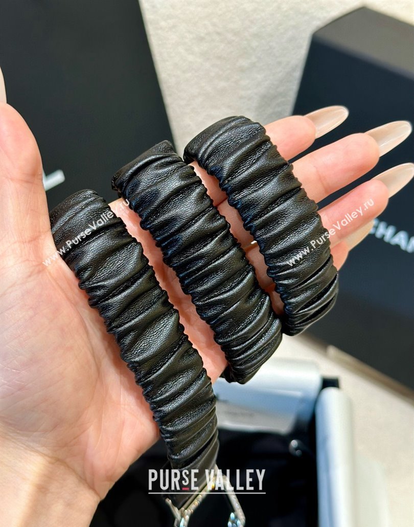 Chanel Stretch Lambskin Belt 2cm with Strass Square Buckle Black 2025 0315 (YANG-250315028)