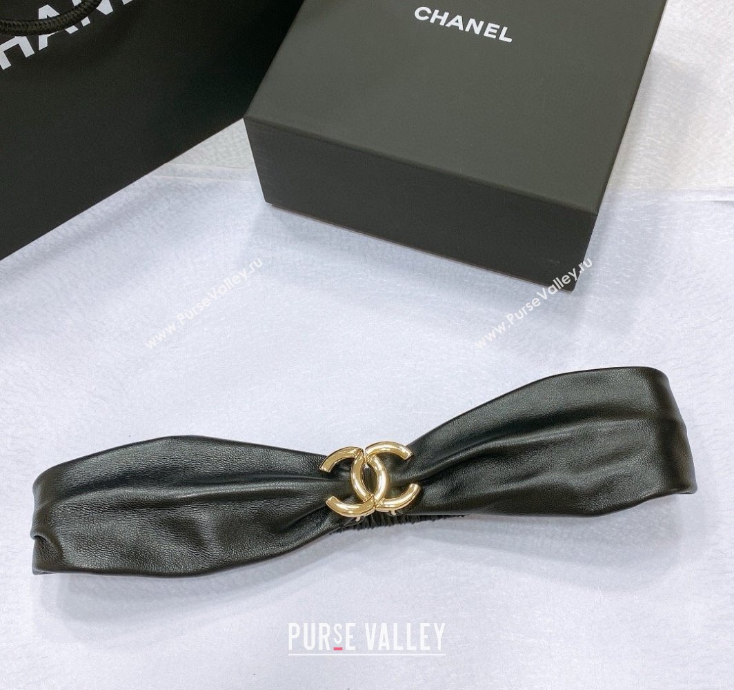 Chanel Stretch Lambskin Belt 3cm with CC Buckle Black/Gold 2025 0315 (99-250315032)