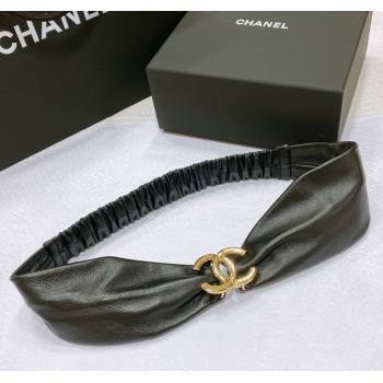 Chanel Stretch Lambskin Belt 3cm with CC Buckle Black/Gold 2025 0315 (99-250315032)