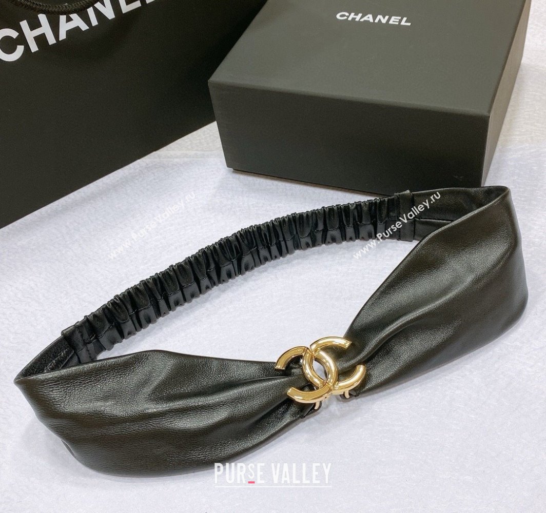Chanel Stretch Lambskin Belt 3cm with CC Buckle Black/Gold 2025 0315 (99-250315032)