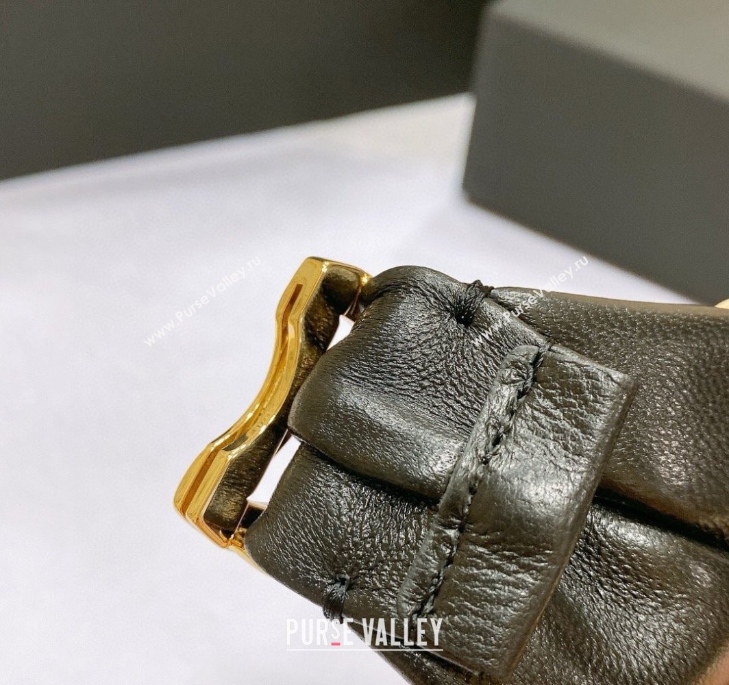 Chanel Stretch Lambskin Belt 3cm with CC Buckle Black/Gold 2025 0315 (99-250315032)