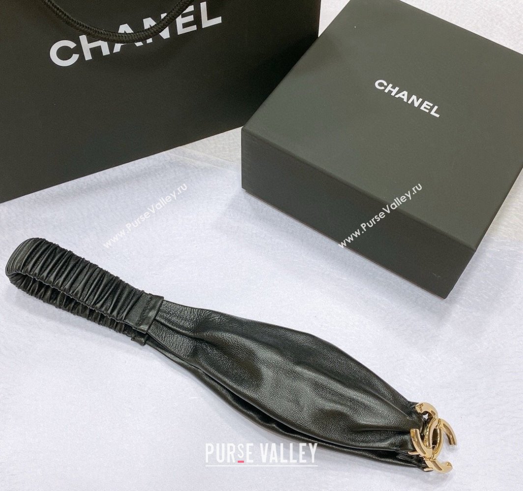 Chanel Stretch Lambskin Belt 3cm with CC Buckle Black/Gold 2025 0315 (99-250315032)