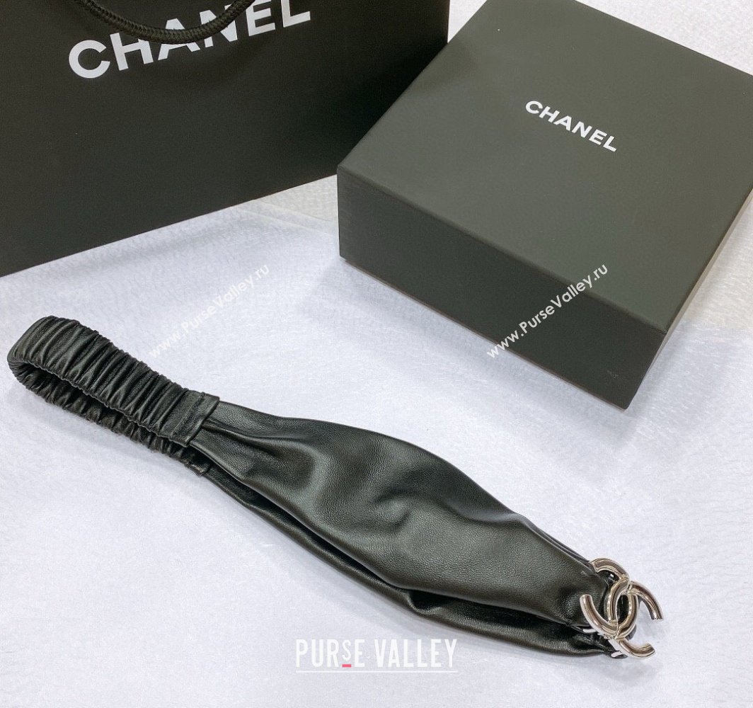 Chanel Stretch Lambskin Belt 3cm with CC Buckle Black/Silver 2025 0315 (99-250315033)