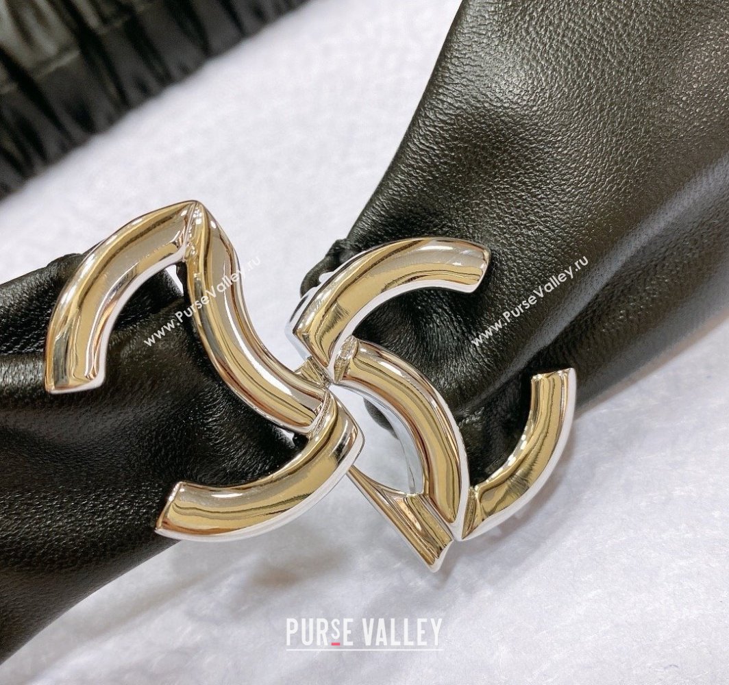 Chanel Stretch Lambskin Belt 3cm with CC Buckle Black/Silver 2025 0315 (99-250315033)