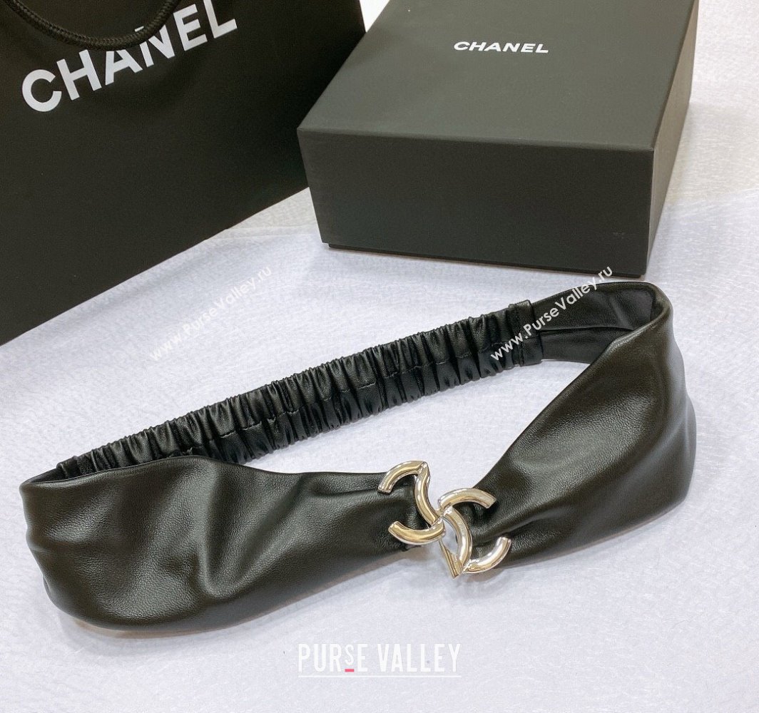 Chanel Stretch Lambskin Belt 3cm with CC Buckle Black/Silver 2025 0315 (99-250315033)