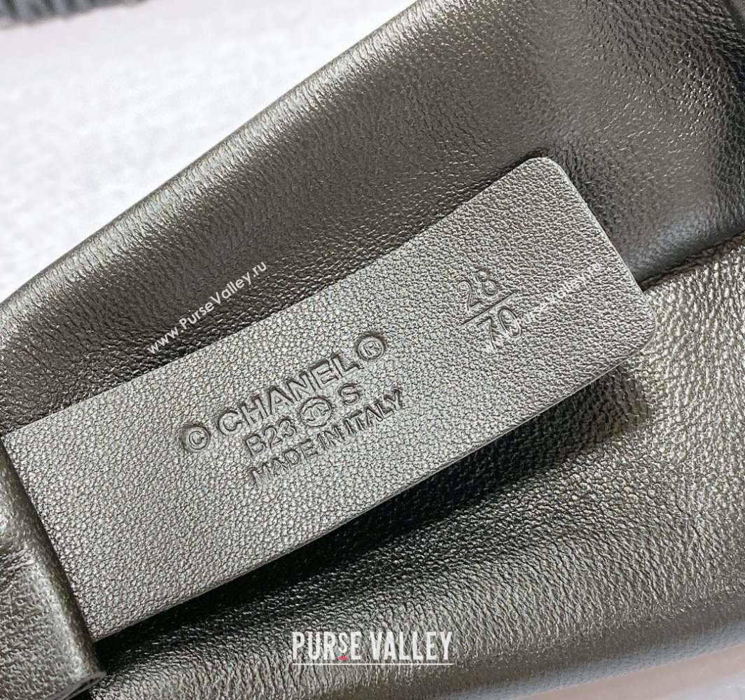 Chanel Stretch Lambskin Belt 3cm with CC Buckle Black/Silver 2025 0315 (99-250315033)