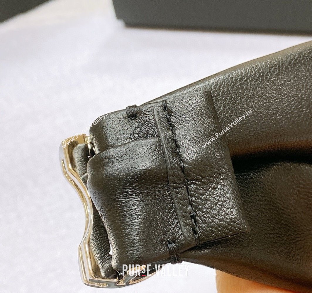 Chanel Stretch Lambskin Belt 3cm with CC Buckle Black/Silver 2025 0315 (99-250315033)