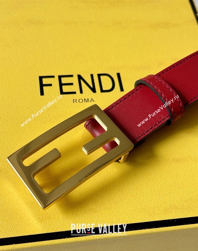 Fendi Womens Calfskin Belt 3cm with FF Buckle Red 2025 0315 (99-250315007)
