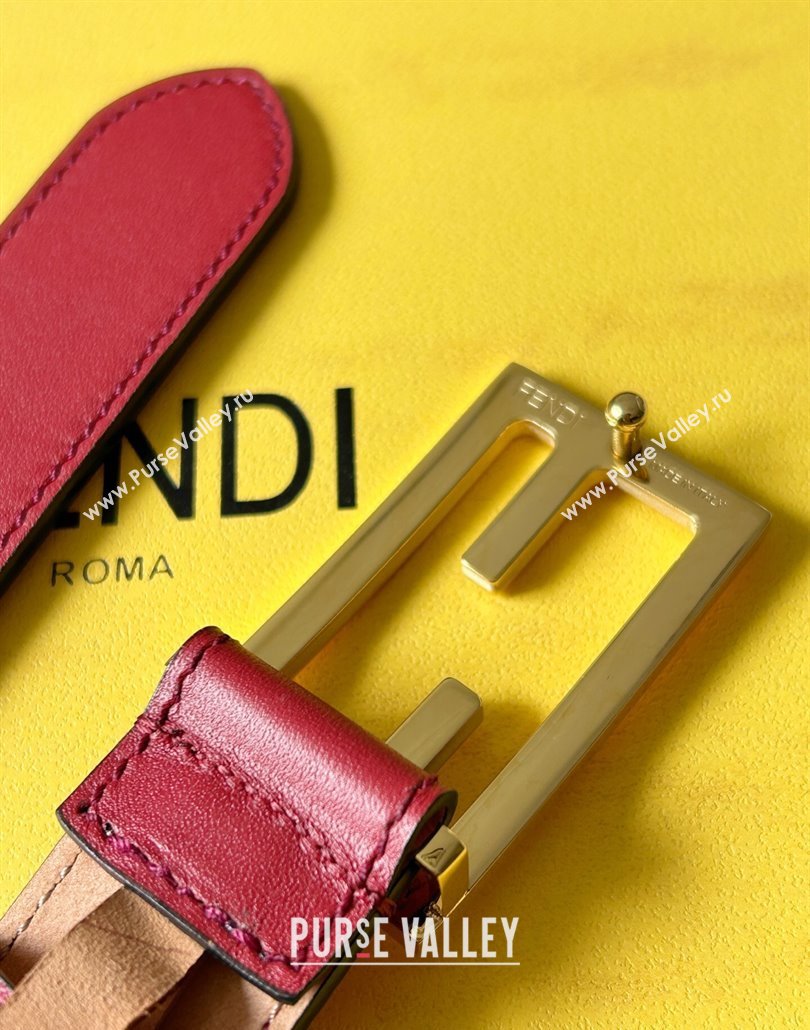 Fendi Womens Calfskin Belt 3cm with FF Buckle Red 2025 0315 (99-250315007)