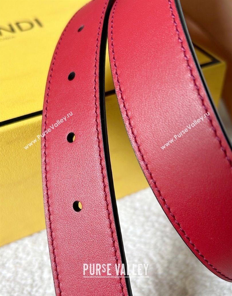 Fendi Womens Calfskin Belt 3cm with FF Buckle Red 2025 0315 (99-250315007)