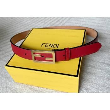 Fendi Womens Calfskin Belt 3cm with FF Buckle Red 2025 0315 (99-250315007)