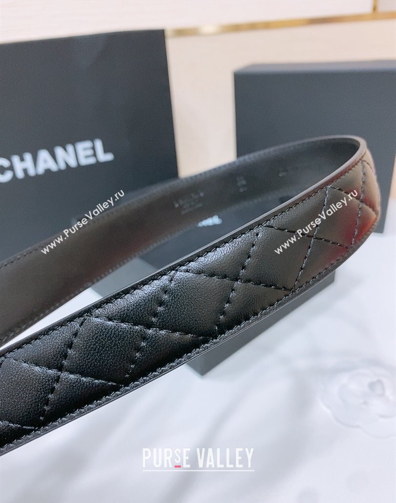 Chanel Classic Quilted Calfskin Belt 3cm with Quilted CC Buckle Black/Gold 2025 0314 (99-250315053)