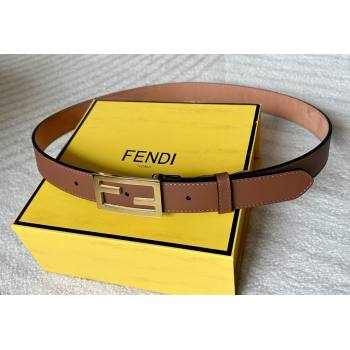 Fendi Womens Calfskin Belt 3cm with FF Buckle Dark Brown 2025 0315 (99-250315006)