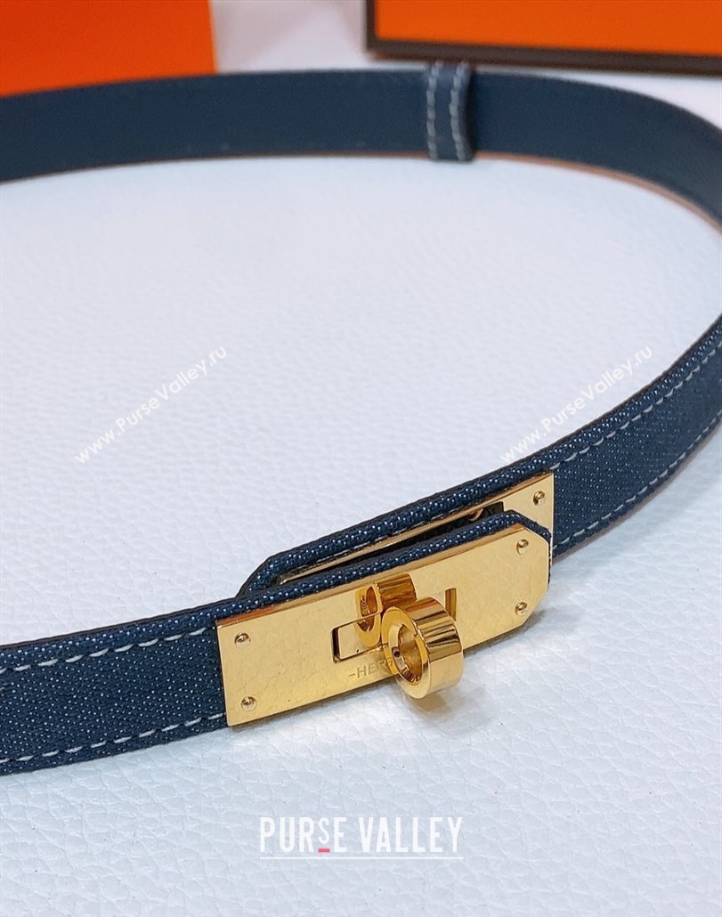 Hermes Kelly Jean Belt 1.8cm in Denim and Epsom Leather Blue/Gold 2025 0314 (99-250314124)