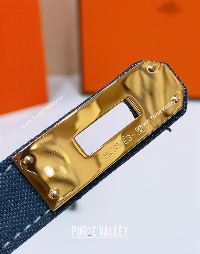 Hermes Kelly Jean Belt 1.8cm in Denim and Epsom Leather Blue/Gold 2025 0314 (99-250314124)