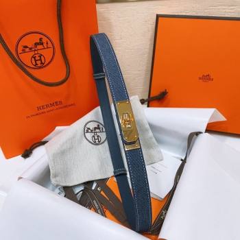 Hermes Kelly Jean Belt 1.8cm in Denim and Epsom Leather Blue/Gold 2025 0314 (99-250314124)
