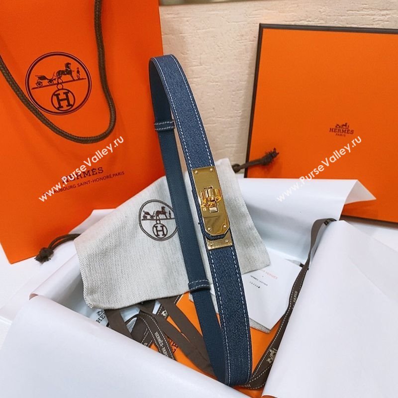 Hermes Kelly Jean Belt 1.8cm in Denim and Epsom Leather Blue/Gold 2025 0314 (99-250314124)