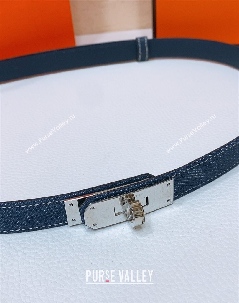 Hermes Kelly Jean Belt 1.8cm in Denim and Epsom Leather Blue/Silver 2025 0314 (99-250314125)