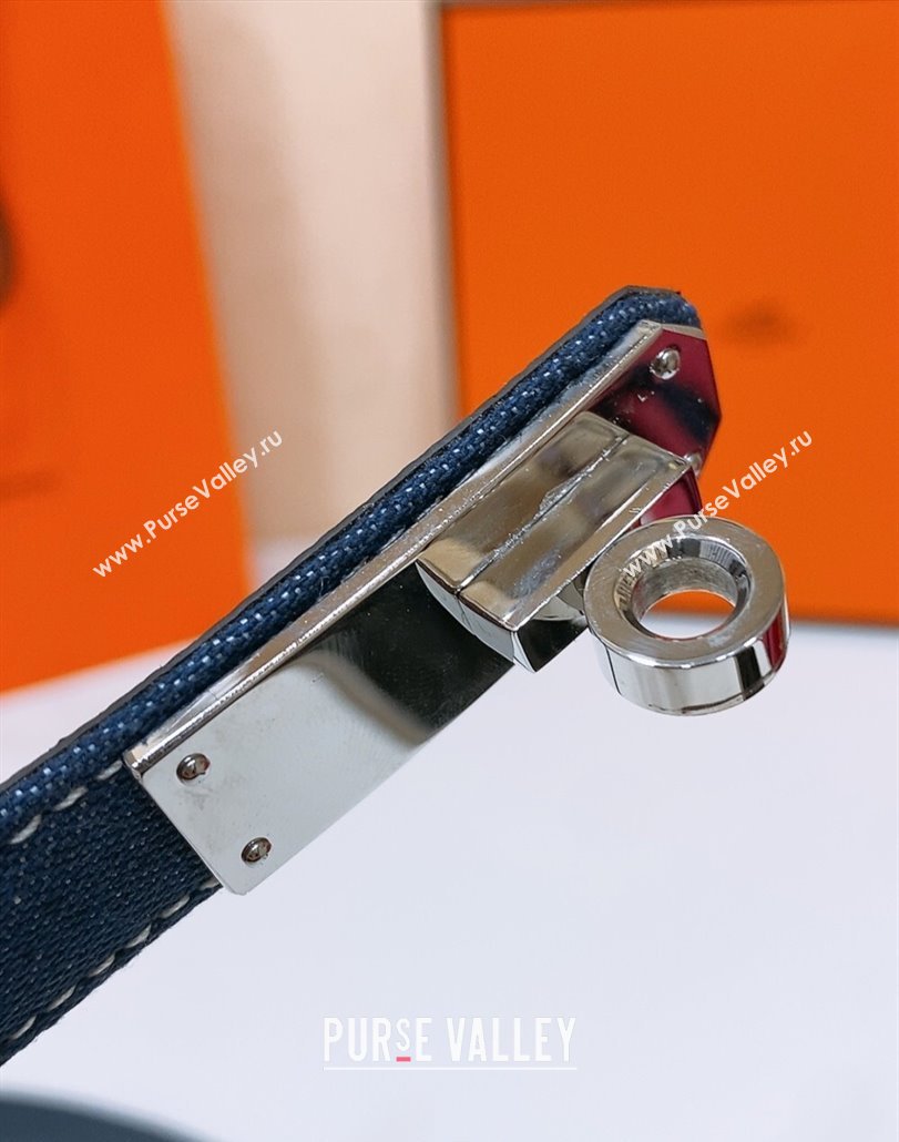Hermes Kelly Jean Belt 1.8cm in Denim and Epsom Leather Blue/Silver 2025 0314 (99-250314125)