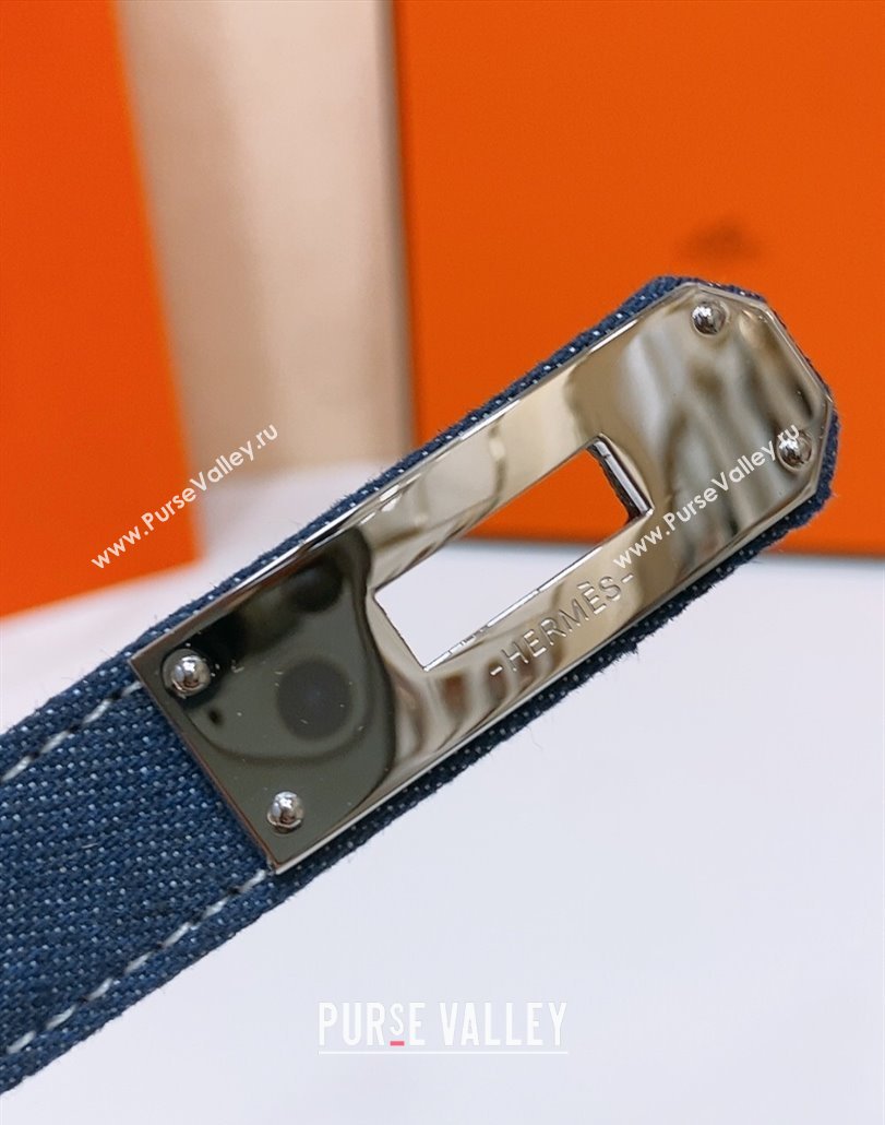 Hermes Kelly Jean Belt 1.8cm in Denim and Epsom Leather Blue/Silver 2025 0314 (99-250314125)