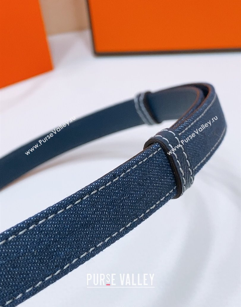 Hermes Kelly Jean Belt 1.8cm in Denim and Epsom Leather Blue/Silver 2025 0314 (99-250314125)