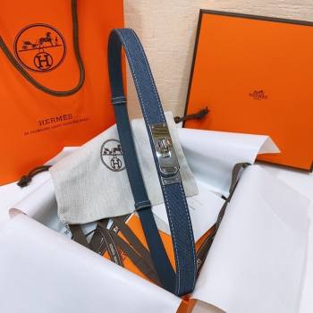 Hermes Kelly Jean Belt 1.8cm in Denim and Epsom Leather Blue/Silver 2025 0314 (99-250314125)