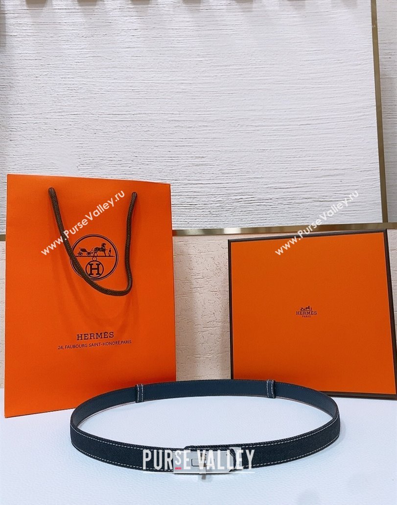 Hermes Kelly Jean Belt 1.8cm in Denim and Epsom Leather Dark Blue 2025 0314 (99-250314126)