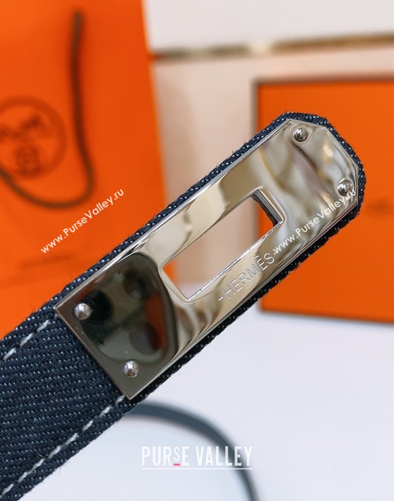 Hermes Kelly Jean Belt 1.8cm in Denim and Epsom Leather Dark Blue 2025 0314 (99-250314126)