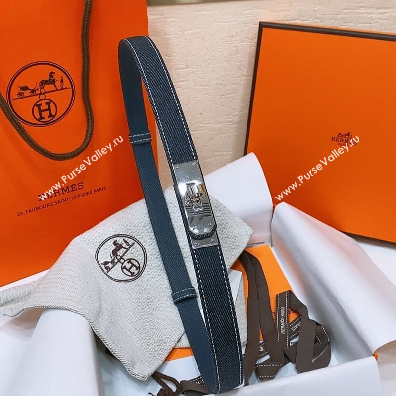 Hermes Kelly Jean Belt 1.8cm in Denim and Epsom Leather Dark Blue 2025 0314 (99-250314126)