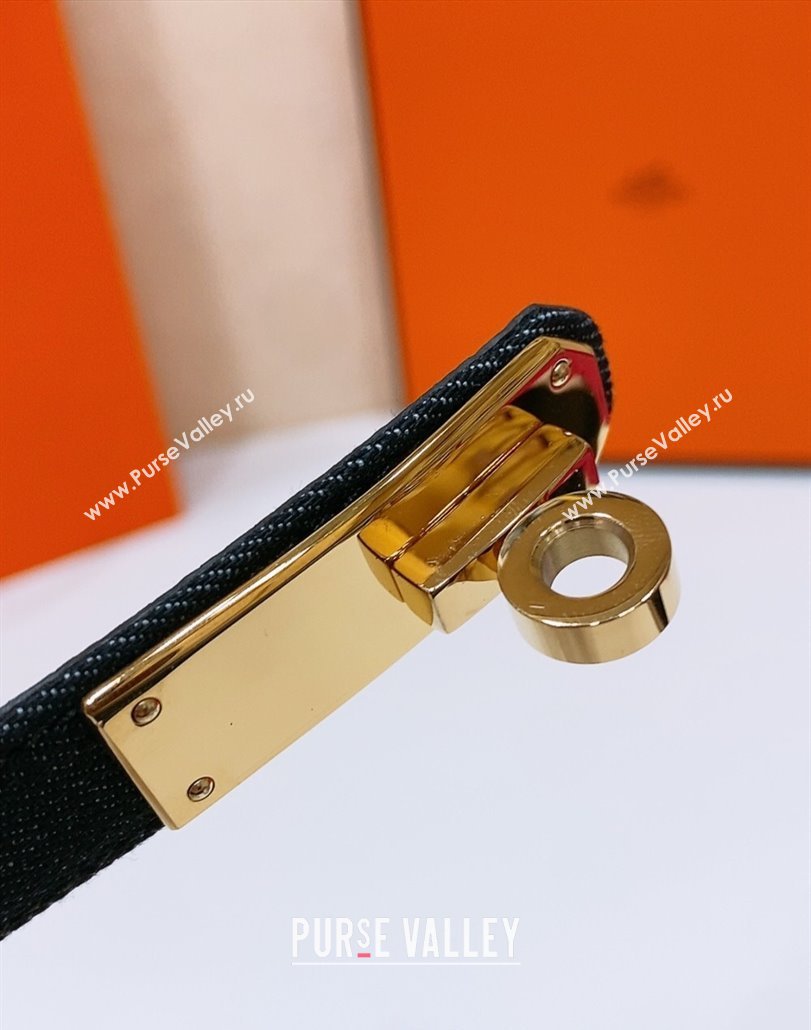 Hermes Kelly Jean Belt 1.8cm in Denim and Epsom Leather Black/Gold 2025 0314 (99-250314121)