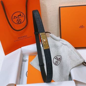 Hermes Kelly Jean Belt 1.8cm in Denim and Epsom Leather Black/Gold 2025 0314 (99-250314121)