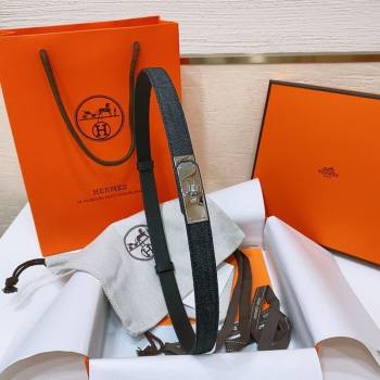 Hermes Kelly Jean Belt 1.8cm in Denim and Epsom Leather Black/Silver 2025 0314 (99-250314122)